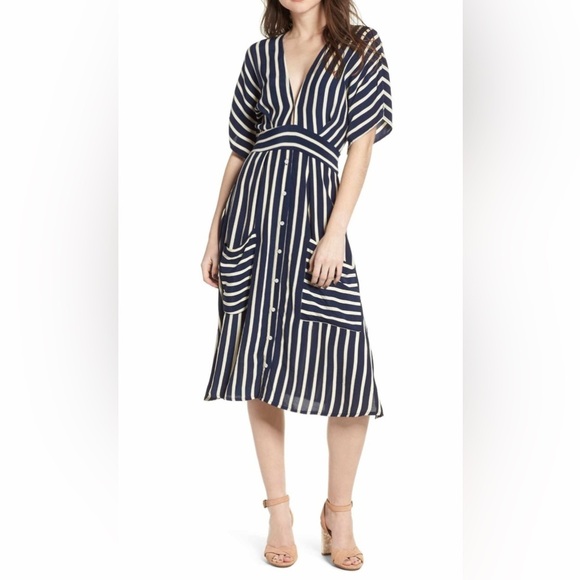 Faithfull the Brand Dresses & Skirts - Faithful the Brand Milan Midi Dress - Navy Mazur Stripe